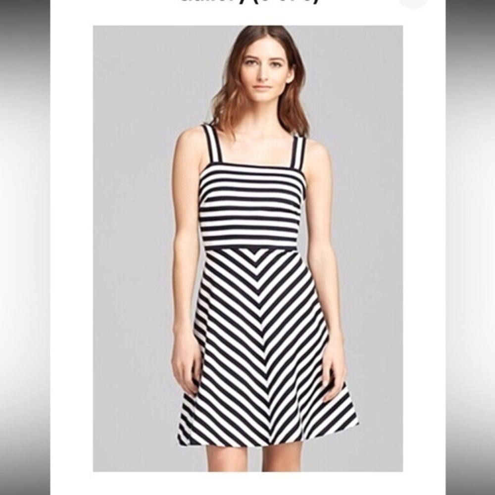 Michael Kors Miter Stripe Ponte Fit and Flare sleeveless tank  Dress 14